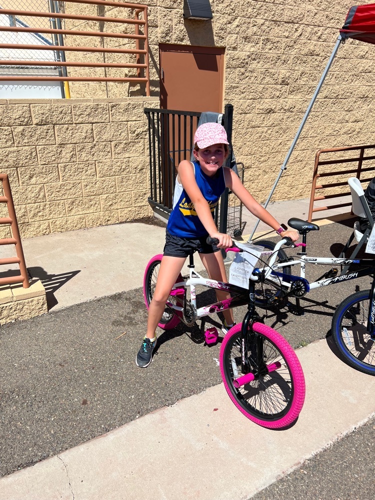 Lily Broehm won a bike today at the walk-a-thon. She did an amazing job today!